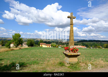 Croix de Pierre à Saint Medard en Forez en Loire du centre de la France Banque D'Images