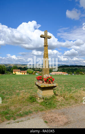 Croix de Pierre à Saint Medard en Forez en Loire du centre de la France Banque D'Images