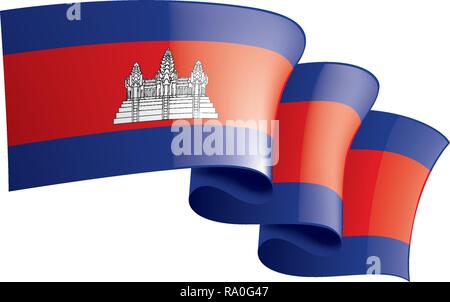 Drapeau du Cambodge, vector illustration sur fond blanc Illustration de Vecteur