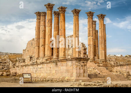 Une partie du site des ruines romaines de Jerash, en Jordanie. Banque D'Images
