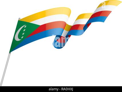 Comores drapeau, vector illustration sur fond blanc Illustration de Vecteur