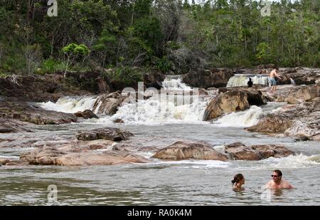 Piscine naturelle piscine trous avec petites chutes à Belize Banque D'Images