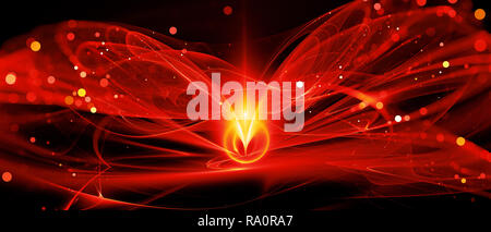 Fiery glowing nouvelle technologie dans l'espace profond, générée par ordinateur résumé fond, 3D Rendering Banque D'Images