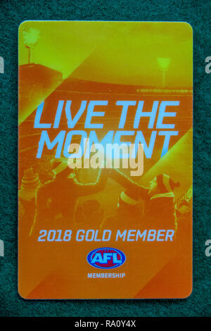 La Ligue de football australien AFL carte de membre pour l'année 2018. Banque D'Images