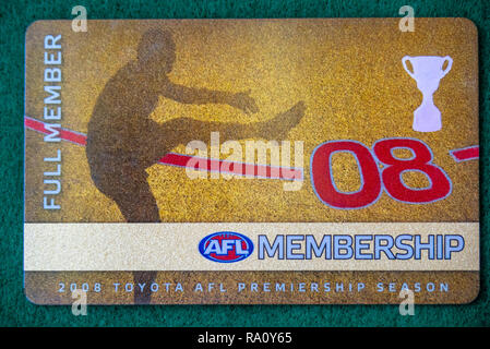 La Ligue de football australien AFL carte de membre pour l'année 2008. Banque D'Images