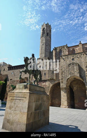 Statue équestre de Ramon Berenguer III par Josep Llimona, Barcelone, Espagne Banque D'Images