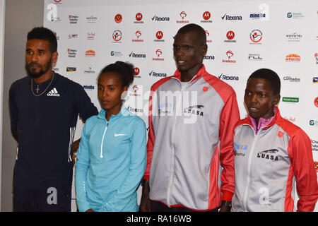 Sao Paulo, Brésil. 29 Décembre, 2018. - Des athlètes étrangers à la São Silvestre Course internationale conférence de presse à l'Hotel Jaraguá, à São Paulo, ce samedi (29). (Photo : Roberto Casimiro/Fotoarena) Crédit : Foto Arena LTDA/Alamy Live News Banque D'Images