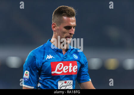 Naples, Campanie, Italie. Dec 29, 2018. Arkadiusz Milik du SSC Napoli vu après la série d'un match de football entre SSC Napoli et Bologne FC au stade San Paolo. Vicinanza/crédit : Ernesto SOPA Images/ZUMA/Alamy Fil Live News Banque D'Images
