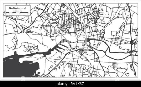 Kaliningrad Russie Plan de ville en style rétro. Une carte de Noël. Vector Illustration. Illustration de Vecteur