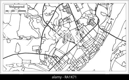 Russie Volgograd Plan de ville en style rétro. Une carte de Noël. Vector Illustration. Illustration de Vecteur