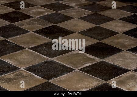 Plancher à carreaux anciens Banque D'Images