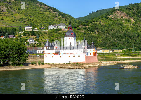 Kaub, Château Pfalzgrafenstein, vallée du Rhin, Allemagne Banque D'Images