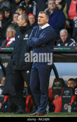 29 décembre 2018, Bramall Lane, Sheffield, Angleterre ; Sky Bet Championship, Sheffield United contre Blackburn ; Tony Mowbray manager de Blackburn lors de la Crédit : Mark Cosgrove/News Images images Ligue de football anglais sont soumis à licence DataCo Banque D'Images