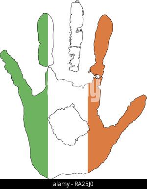 Orange, blanc et vert du drapeau. vecteur main dans la forme du drapeau de l'Irlande. Illustration de Vecteur