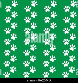 Fond vert pour la conception d'emballage. Des traces de cat textile pattern. Seamless Vector paw print pattern transparente. Illustration de Vecteur