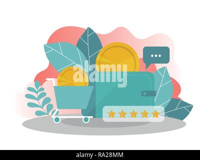 Les achats en ligne. Modèle de page d'atterrissage. Une télévision moderne concept pour web design Illustration de Vecteur
