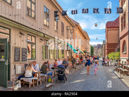 Göteborg, Haga. Cafés, bars, restaurants et magasins sur Haga Nygata dans le quartier Haga, Göteborg, Suède Banque D'Images