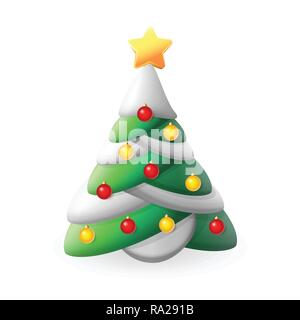 Decorated Christmas Tree - vector illustration isolé sur fond blanc Illustration de Vecteur