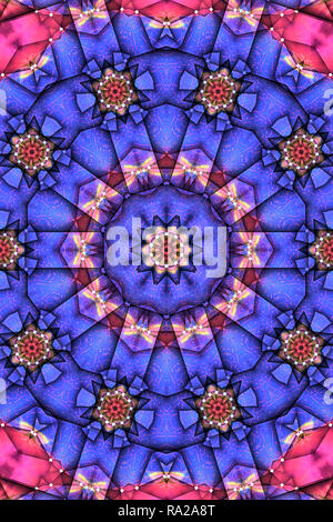 Un très coloré et bejeweled kaleidoscope/pièce fractale. Banque D'Images
