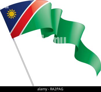 Drapeau Namibie, vector illustration sur fond blanc Illustration de Vecteur