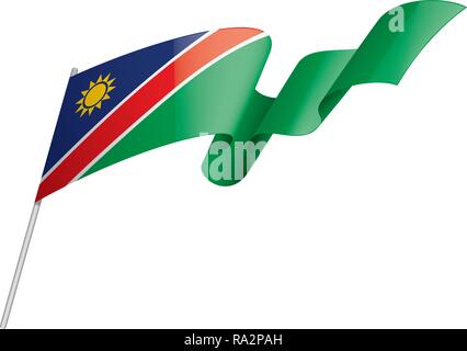 Drapeau Namibie, vector illustration sur fond blanc Illustration de Vecteur