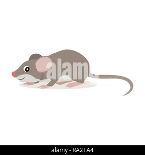 Animaux de la forêt, jolie petite icône souris gris isolé sur fond blanc Illustration de Vecteur