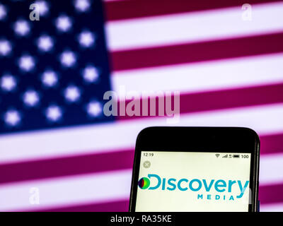 30 décembre 2018 - Kiev, Ukraine - Découverte logo Media vu affichée sur un téléphone intelligent. (Crédit Image : © Igor Golovniov/SOPA des images à l'aide de Zuma sur le fil) Banque D'Images