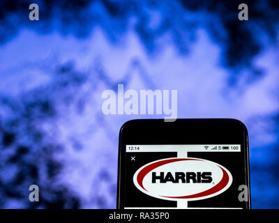 30 décembre 2018 - Kiev, Ukraine - Harris Corporation vu le logo affiché sur un téléphone intelligent. (Crédit Image : © Igor Golovniov/SOPA des images à l'aide de Zuma sur le fil) Banque D'Images