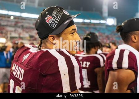 Jacksonville, Floride, USA. 31 Dec 2018. Texas A&M Aggies quarterback Kellen Mond (11) au cours de l'TaxSlayer Gator Bowl NCAA College Football bowl entre le Texas A&M et la NC State le lundi 31 décembre 2018 au domaine bancaire TIAA à Jacksonville, FL. Jacob Kupferman/CSM Crédit : Cal Sport Media/Alamy Live News Banque D'Images