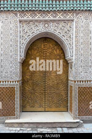 Porte ouvragée, Marrakech, Maroc Banque D'Images