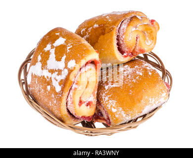 Petits pains sucré frais avec de la confiture. Studio Photo Banque D'Images