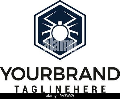 Spider hexagonale Logo Design Vector template design Illustration de Vecteur