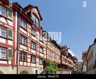 Maisons à colombages de l'Oberstadt, Meersburg, Lac de Constance, Bade-Wurtemberg, Allemagne Banque D'Images