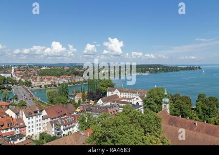 Vue depuis la tour de la cathédrale, du centre historique et du lac de Constance, Constance, Bade-Wurtemberg, Allemagne Banque D'Images