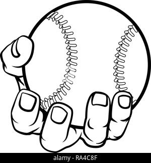 Hand Holding Baseball Ball Illustration de Vecteur