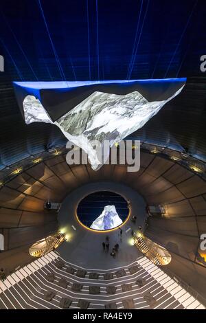 Gazomètre Oberhausen, exposition der Berg ruft, jusqu'en octobre 2019, 17 mètres de haut, 3-D réplique du Matterhorn, Oberhausen Banque D'Images