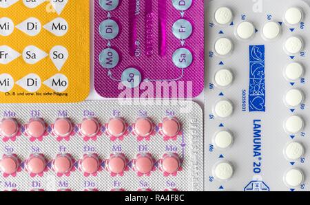 Pilule contraceptive, médicaments, packs tablette, Allemagne Banque D'Images