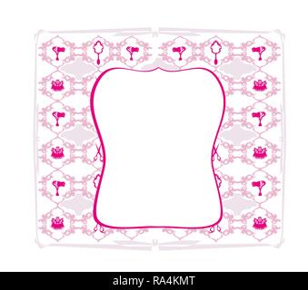 Salon de coiffure rose cadre illustrations outils Illustration de Vecteur