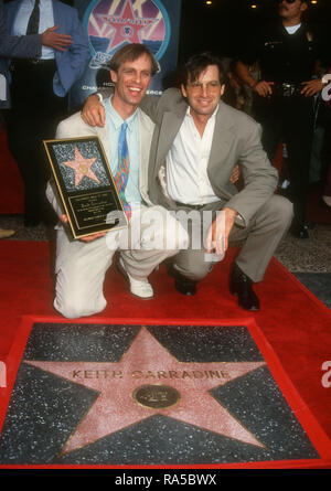 HOLLYWOOD, CA - 15 juillet : l'Acteur Keith Carradine et Robert Carradine acteur frère assister à sa cérémonie de Star cérémonie le 15 juillet 1993 sur Hollywood Walk of Fame à Hollywood, en Californie. Photo de Barry King/Alamy Stock Photo Banque D'Images