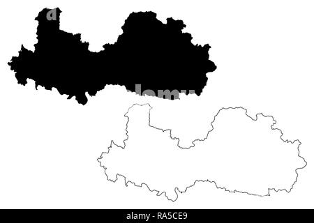 Province de Bac Giang (République socialiste du Viêt Nam, Subdivisions du Vietnam) map vector illustration, scribble sketch Tinh carte Bac Giang Illustration de Vecteur