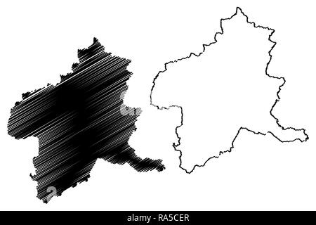 La Préfecture de Gunma (divisions administratives du Japon, préfectures du Japon) map vector illustration, scribble sketch carte Gunma Illustration de Vecteur