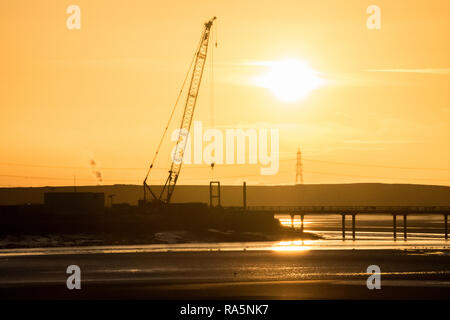 Construction de la Mersey Gateway Bridge entre 2014-2017 la création de nouveaux liens entre transport et Runcorn Widnes Banque D'Images