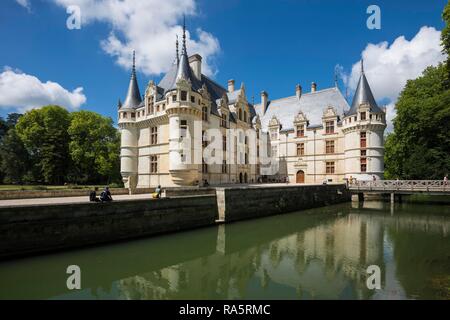 Chateau d'Azay-le-Rideau, château Renaissance sur la Loire, patrimoine mondial de l'UNESCO, Département Indre-et-Loire, France Banque D'Images