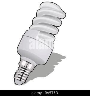 Ampoule à économie d'énergie isolé sur fond blanc. Cartoon Vector illustration close-up. Illustration de Vecteur