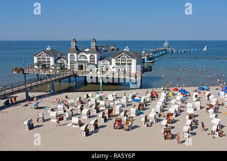 Pont de la mer, de la jetée de Sellin, Ruegen Island, Mecklembourg-Poméranie-Occidentale Banque D'Images