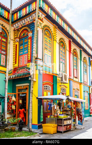 Bâtiment coloré dans Little India, Singapour Banque D'Images