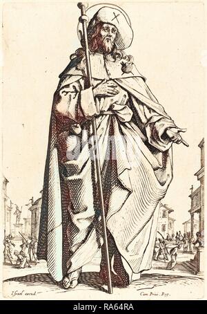 Jacques Callot, français (1592-1635), Saint Jacques le Majeur, publié 1631, eau-forte. Repensé par Gibon. L'art classique repensé Banque D'Images