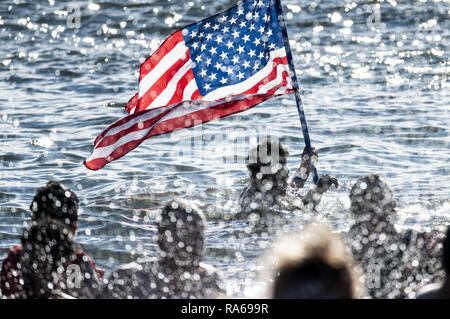 Brooklyn, NY, USA. 1er janvier 2019. Le Coney Island Polar Bear Club annuel du Jour de l'an nager à Coney Island à Brooklyn, New York le 1 janvier 2019. Crédit : Michael Brochstein/ZUMA/Alamy Fil Live News Banque D'Images