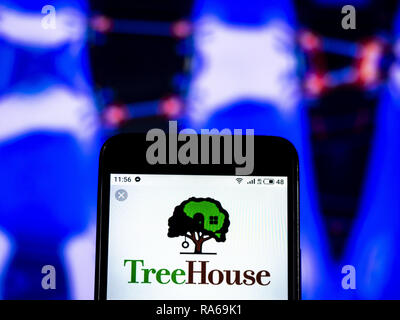 Kiev, Ukraine. 1er janvier 2019. Treehouse logo de l'entreprise vu affichée sur un téléphone intelligent. Crédit : Igor Golovniov SOPA/Images/ZUMA/Alamy Fil Live News Banque D'Images