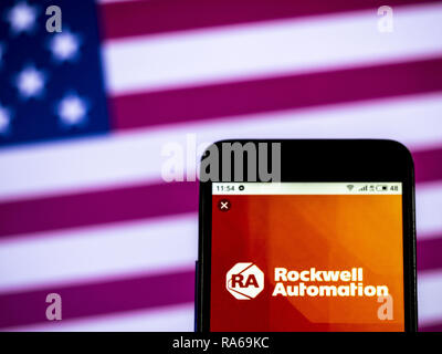 Kiev, Ukraine. 1er janvier 2019. Logo de la société Rockwell Automation vu affichée sur un téléphone intelligent. Crédit : Igor Golovniov SOPA/Images/ZUMA/Alamy Fil Live News Banque D'Images